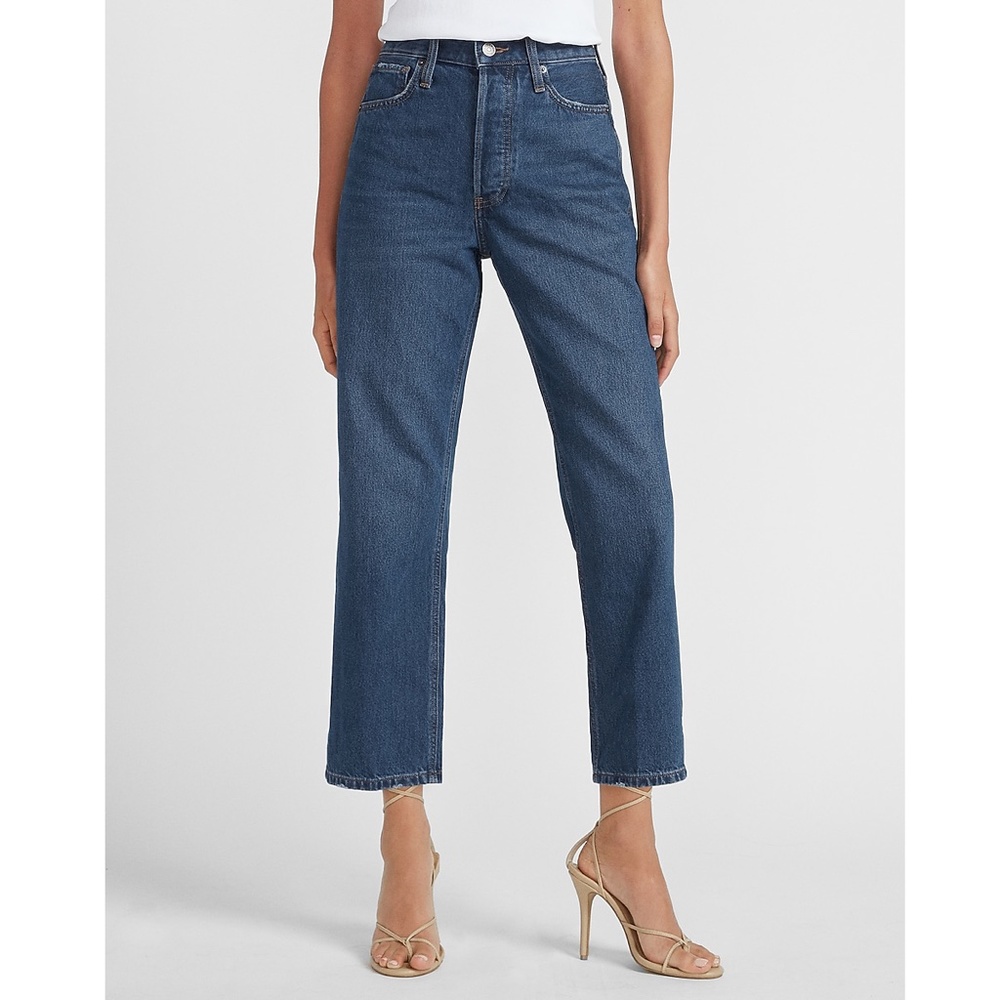 Express Medium Wash Straight Leg Dad Jean Denim